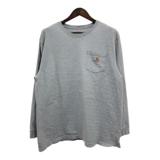 カーハート(carhartt)の2000年代～ Carhartt カーハート クルーネック 長袖Ｔシャツ トップス ワーク グレー (メンズ XL) 中古 古着 P8640(Tシャツ/カットソー(七分/長袖))