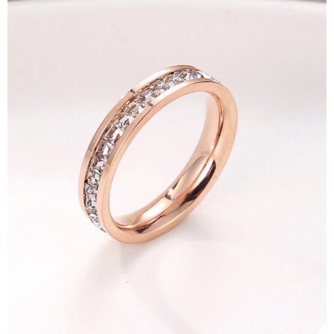 全キラ ステンレスリング ステンレス指輪 ピンキーリング フルエタニティ ピンク レディースのアクセサリー(リング(指輪))の商品写真