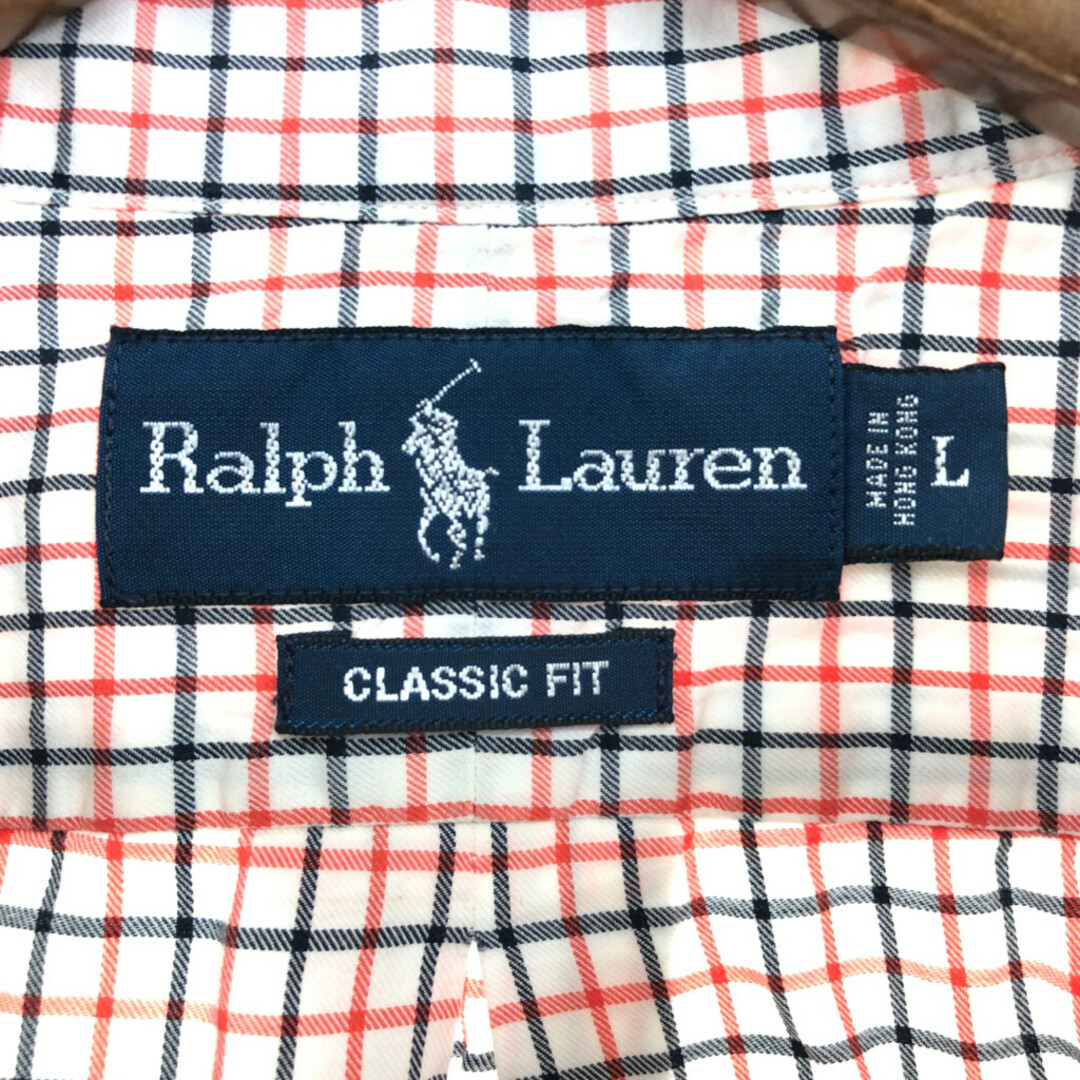 RALPH LAUREN ラルフローレン チェック柄 ボタンダウン 長袖シャツ トップス アメカジ レッド (メンズ L) 中古 古着 P8686 メンズのトップス(シャツ)の商品写真