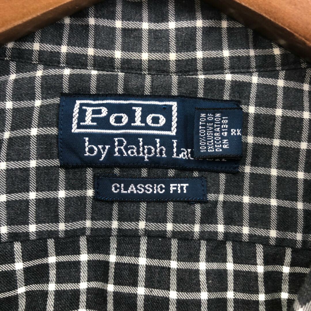 POLO RALPH LAUREN(ポロラルフローレン)のPolo by Ralph Lauren ポロ ラルフローレン チェック柄 ワンポイントロゴ 長袖シャツ アメカジ グレー (メンズ M) 中古 古着 P8691 メンズのトップス(シャツ)の商品写真