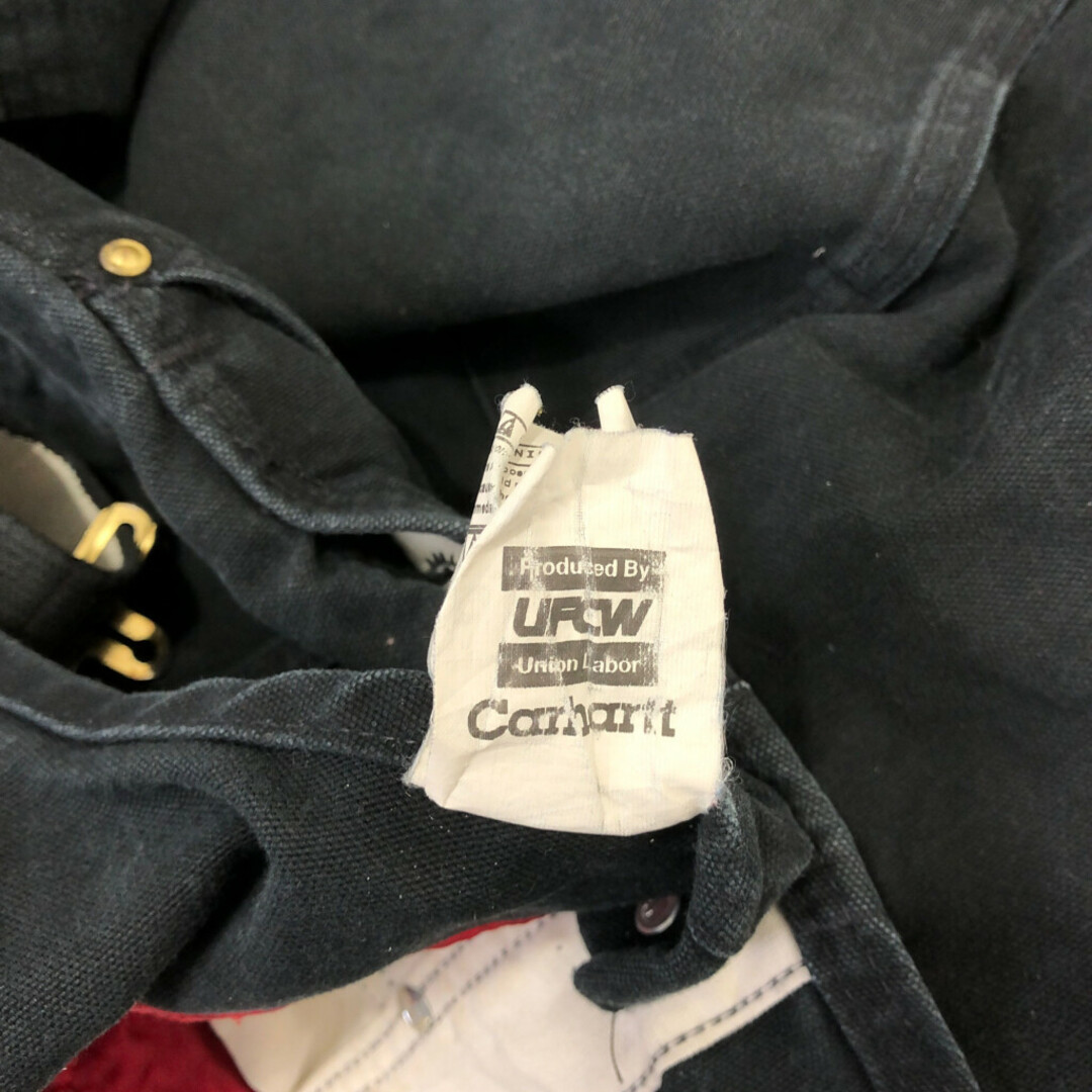 carhartt(カーハート)の90年代 USA製 Carhartt カーハート ダック ダブルニー オーバーオール ボトムス ワーク ブラック (メンズ 42/32) 中古 古着 P8955 メンズのパンツ(サロペット/オーバーオール)の商品写真