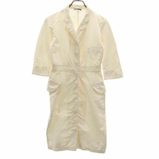 Jil Sander - ジルサンダー イタリア製 シルクブレンド 5分袖 シャツワンピース 36 アイボリー JIL SANDER レディース 古着 【240305】