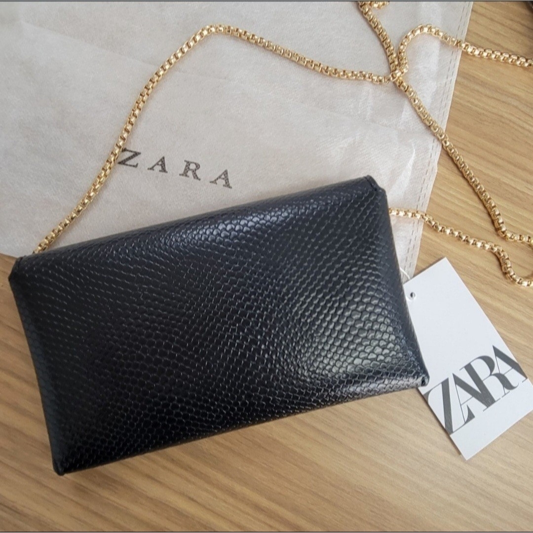 ZARA クラッチバッグ 結婚式 入学式 ウォレットバック 黒 ブラック 新品 レディースのバッグ(クラッチバッグ)の商品写真