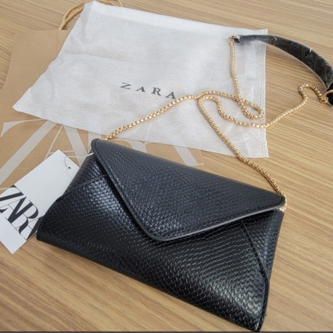 ZARA クラッチバッグ 結婚式 入学式 ウォレットバック 黒 ブラック 新品 レディースのバッグ(クラッチバッグ)の商品写真