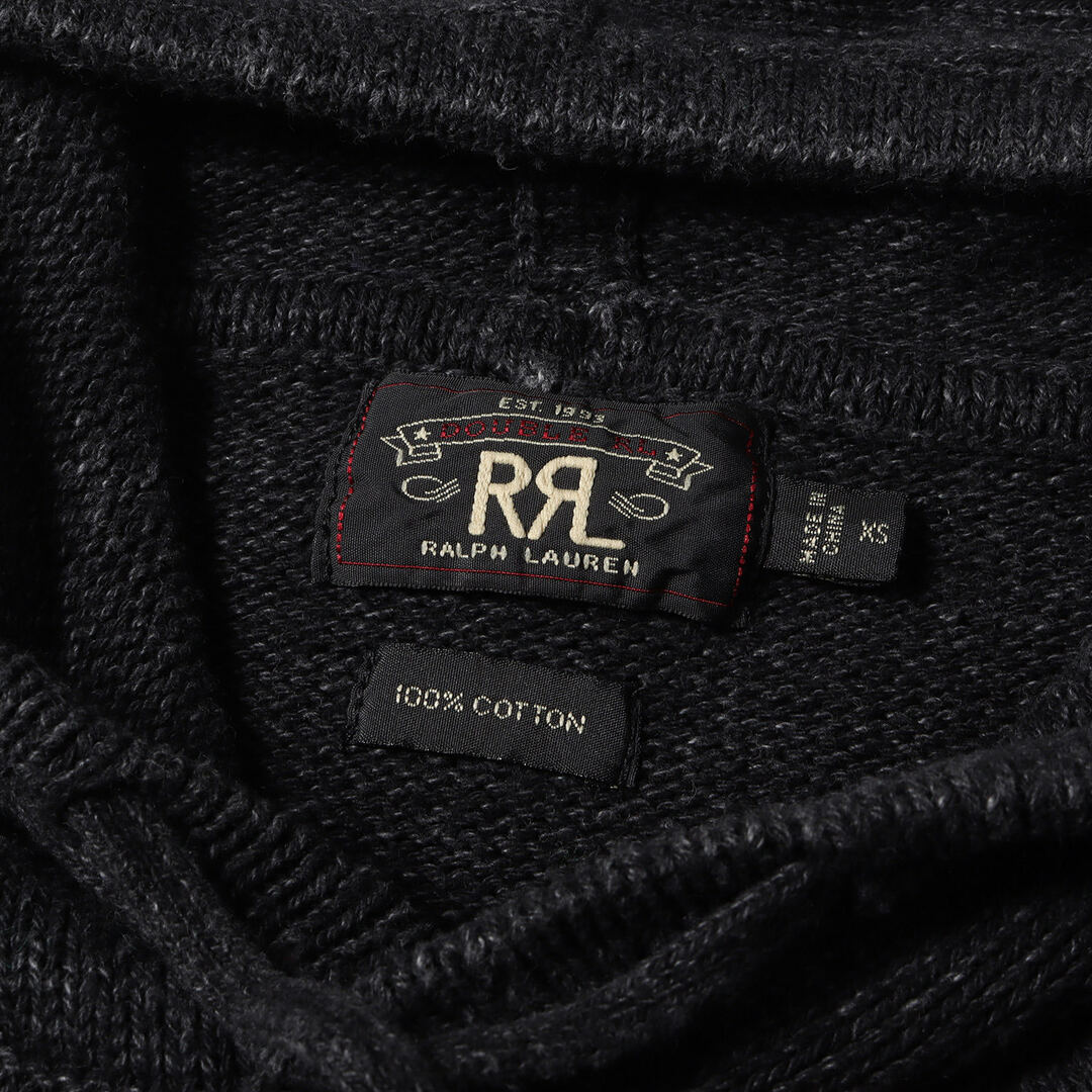 RRL(ダブルアールエル)のRRL ダブルアールエル パーカー サイズ:XS ブラックインディゴ ウォッシュ コットンニット プルオーバー パーカー ブラック 黒 ラルフローレン トップス フーディー【メンズ】【中古】 メンズのトップス(ニット/セーター)の商品写真