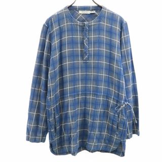 ノンネイティブ(nonnative)のノンネイティブ 日本製 チェック柄 長袖 ノーカラー ハーフボタン シャツ 1 ブルー系 nonnative チュニック メンズ 古着 【240305】(シャツ)