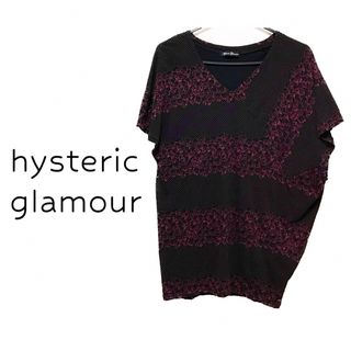 ヒステリックグラマー(HYSTERIC GLAMOUR)のヒステリックグラマー【美品】スカル×ドット ボーダー柄 変形 半袖 カットソー(カットソー(半袖/袖なし))