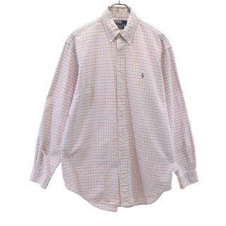 ポロバイラルフローレン チェック柄 長袖 オックスフォード ボタンダウンシャツ 16 Polo by Ralph Lauren キッズ 古着 【240305】(ブラウス)