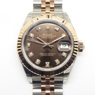 ロレックス(ROLEX)のロレックス Rolex 腕時計 オイスター パーペチュアル レディ デイトジャスト 279171G ダイヤインデックス チョコレート文字盤 フルーテッドベゼル ロレゾール K18PG SS 自動巻き 【箱・保付き】 【中古】(腕時計)