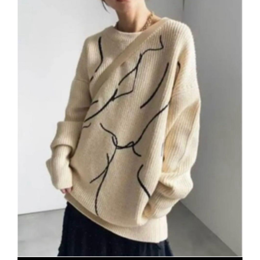 Ameri VINTAGE(アメリヴィンテージ)のameri vintage アメリ NUDE LINE KNIT ホワイト レディースのトップス(ニット/セーター)の商品写真