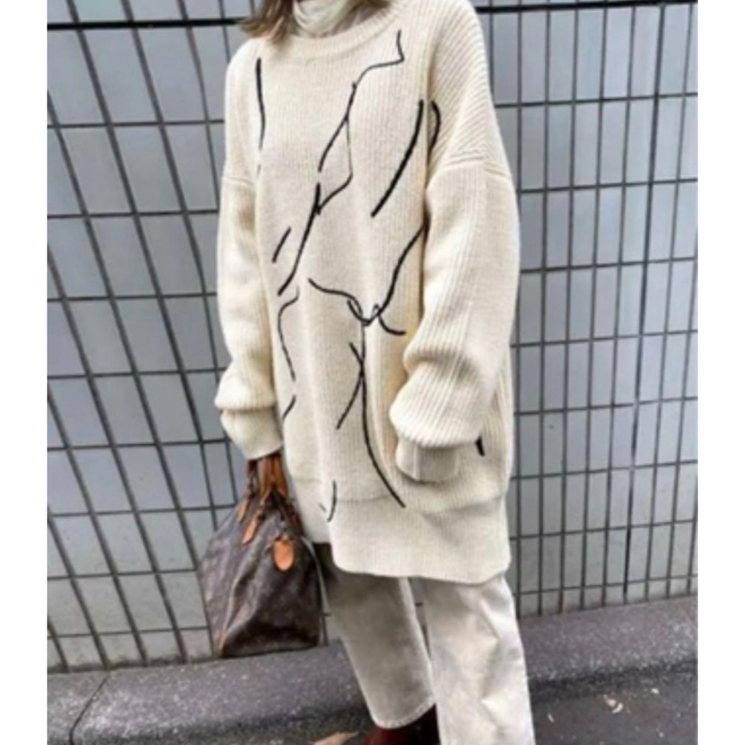 Ameri VINTAGE(アメリヴィンテージ)のameri vintage アメリ NUDE LINE KNIT ホワイト レディースのトップス(ニット/セーター)の商品写真