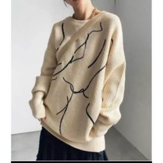 アメリヴィンテージ(Ameri VINTAGE)のameri vintage アメリ NUDE LINE KNIT ホワイト(ニット/セーター)