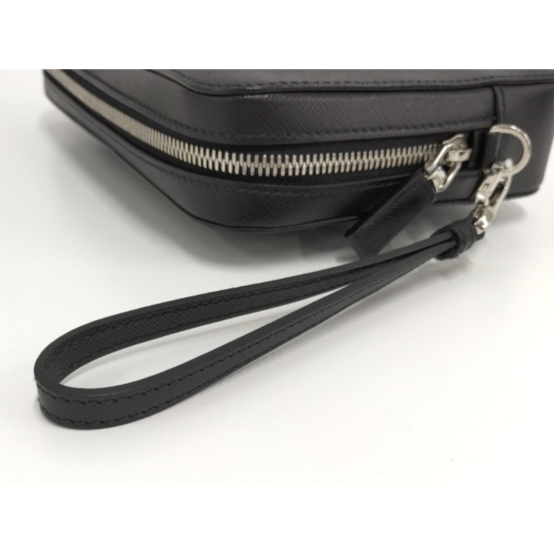 PRADA - PRADA セカンドバッグ ロゴ レザー ブラック 2VF017の PRADA - PRADA セカンドバッグ ロゴ レザー ブラック 2VF017の