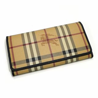 バーバリー(BURBERRY)のBURBERRY 二つ折り 長財布 ノバチェック PVC レザー ベージュ系(財布)