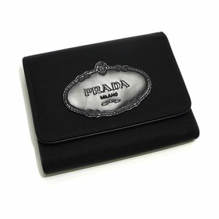 プラダ(PRADA)のPRADA 三つ折り コンパクト財布 ナイロン レザー ブラック 1M0170(財布)