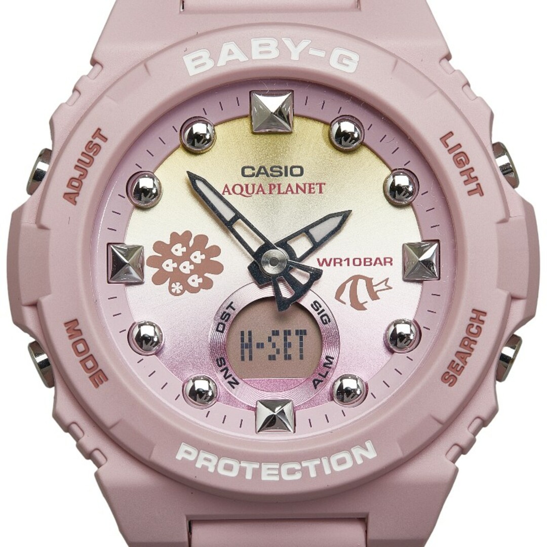 CASIO(カシオ)の美品 カシオ Baby G ×アクアプラネット Love The Sea And The Earth 腕時計 BGA 320AQ 4AJR クオーツ ピンク文字盤 ラバー レディース CASIO 【1-0137332】 レディースのファッション小物(腕時計)の商品写真