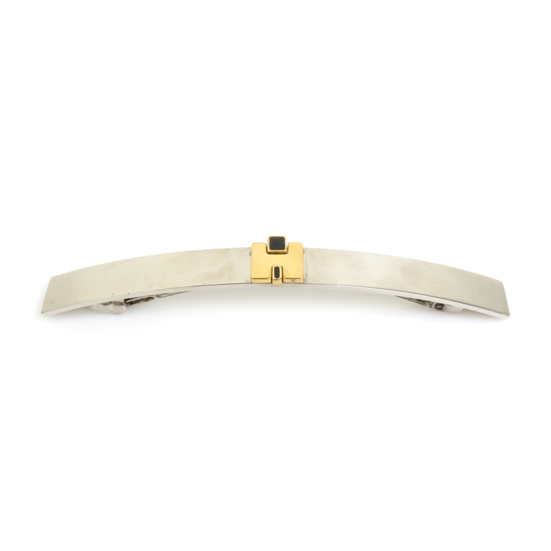 エルメス HERMES バレッタ Hロゴ メタル/エナメル シルバー エルメス HERMES バレッタ Hロゴ メタル/エナメル シルバー