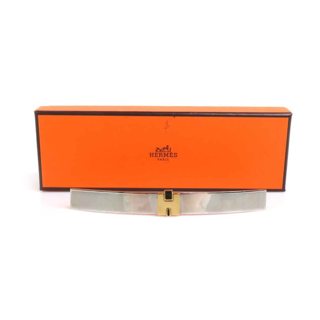 エルメス HERMES バレッタ Hロゴ メタル/エナメル シルバー エルメス HERMES バレッタ Hロゴ メタル/エナメル シルバー