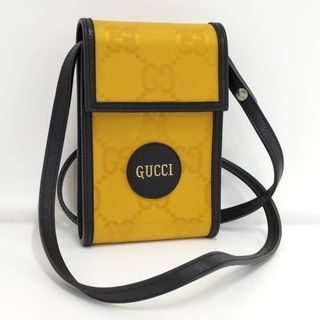 グッチ(Gucci)のGUCCI オフザグリット ショルダーバッグ レザー キャンバス イエロー(ショルダーバッグ)