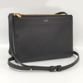 セリーヌ(celine)のCELINE トリオ スモール ショルダーバッグ 肩掛け レザー ブラック(ショルダーバッグ)