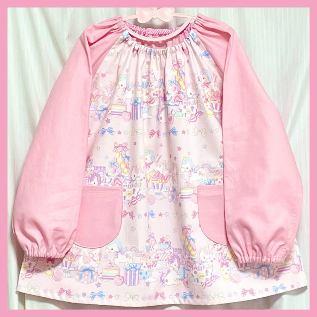 【 ちひろ様専用 】スモック　ユニコーン　100cm キッズ/ベビー/マタニティのキッズ服女の子用(90cm~)(その他)の商品写真