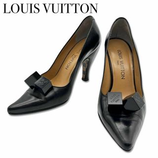 LOUIS VUITTON - ルイヴィトン 靴 シューズ ヒール キューブ ダミエ パンプス レザー ブラック