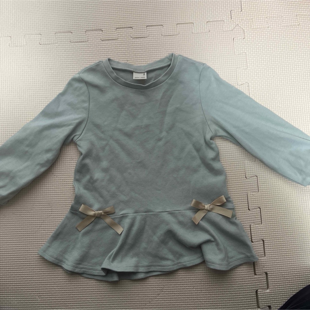 petit main(プティマイン)のプティマイン　リボン付きカットソー キッズ/ベビー/マタニティのキッズ服女の子用(90cm~)(Tシャツ/カットソー)の商品写真