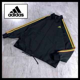 アディダス(adidas)の00s 古着 adidas ラスタカラー トラックジャケット ジャージ 黒 L(ジャージ)