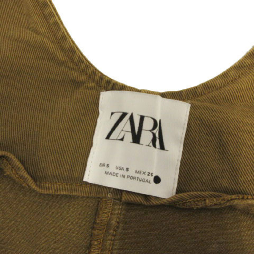 ZARA(ザラ)のZARA サロペット デニム ストレッチ ブラウン系 カーキブラウン S レディースのパンツ(サロペット/オーバーオール)の商品写真
