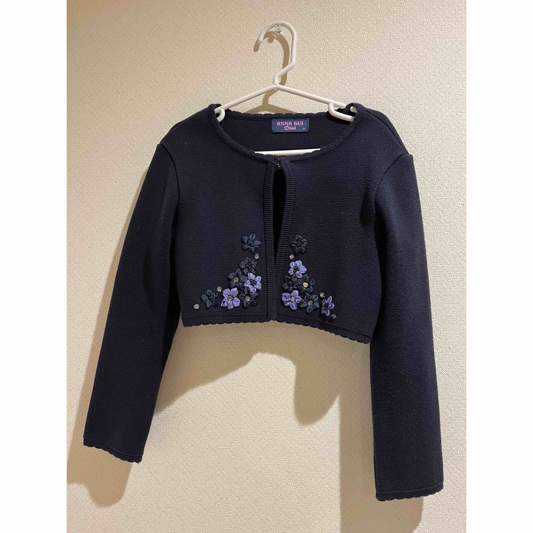 ANNA SUI mini(アナスイミニ)のアナスイミニ 紺ニットジャケット 120 キッズ/ベビー/マタニティのキッズ服女の子用(90cm~)(ジャケット/上着)の商品写真