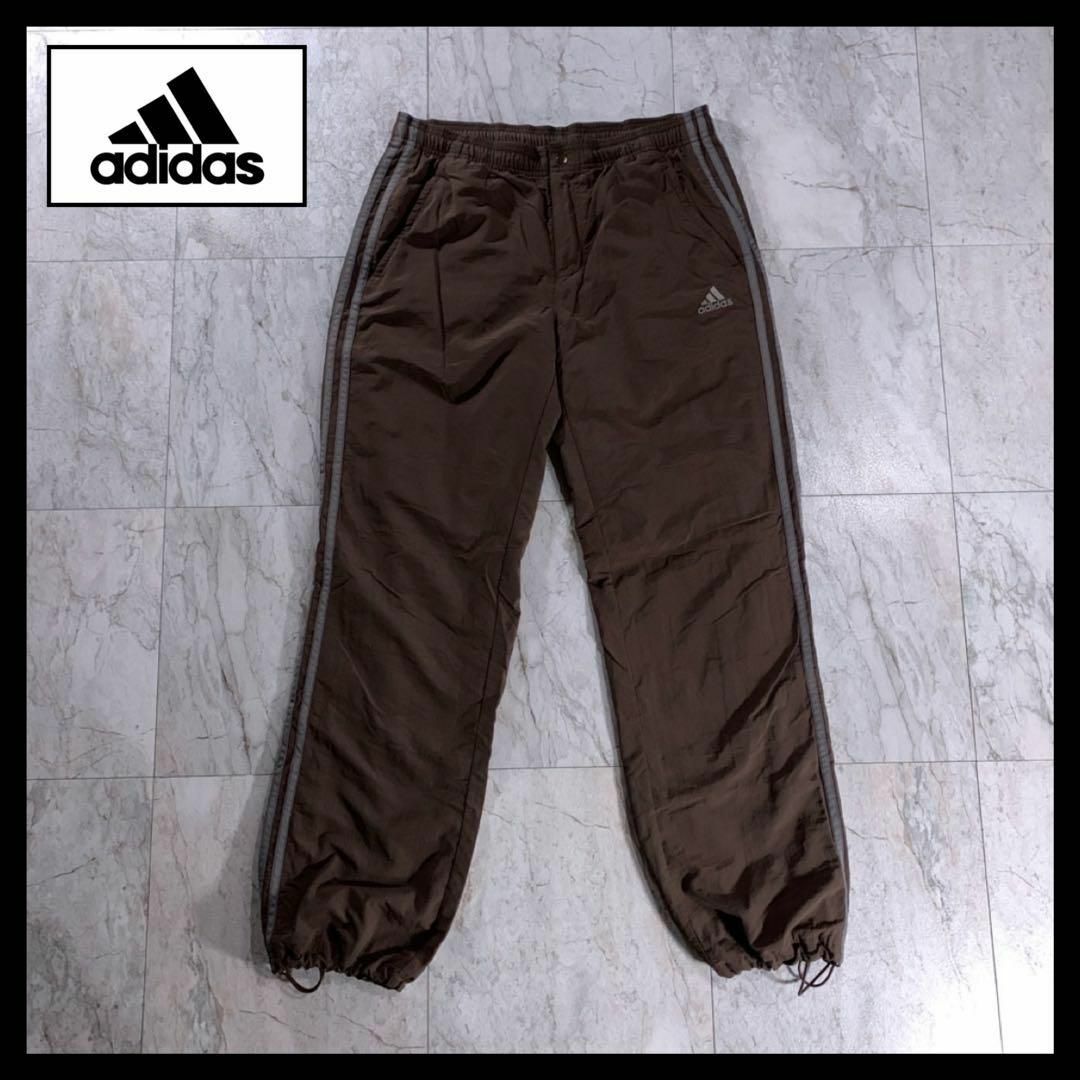 00s 古着 adidas ソフトシェル ナイロンパンツ ブラウン ドローコード | フリマアプリ ラクマ