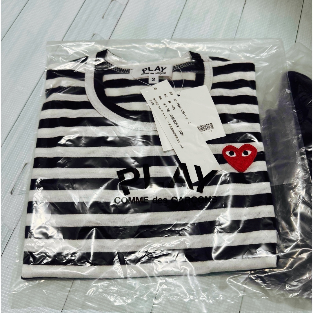 COMME des GARCONS(コムデギャルソン)のコム デ ギャルソン プレイ キッズ ストライプ ロングスリーブ Tシャツ キッズ/ベビー/マタニティのキッズ服男の子用(90cm~)(Tシャツ/カットソー)の商品写真