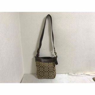 コーチ(COACH)の本物コーチCOACHキャンバスショルダーバッグボディポシェットバック茶(ショルダーバッグ)