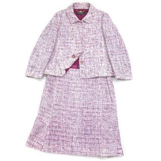 サルヴァトーレフェラガモ(Salvatore Ferragamo)のサルヴァトーレフェラガモ ツイード スーツ セット スカート ピンクパープル42(礼服/喪服)