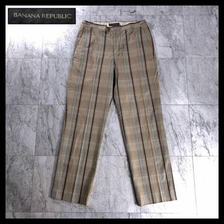 バナナリパブリック(Banana Republic)の00s 古着 バナナリパブリック チェックパンツ スラックス W34 マカオ製(スラックス)