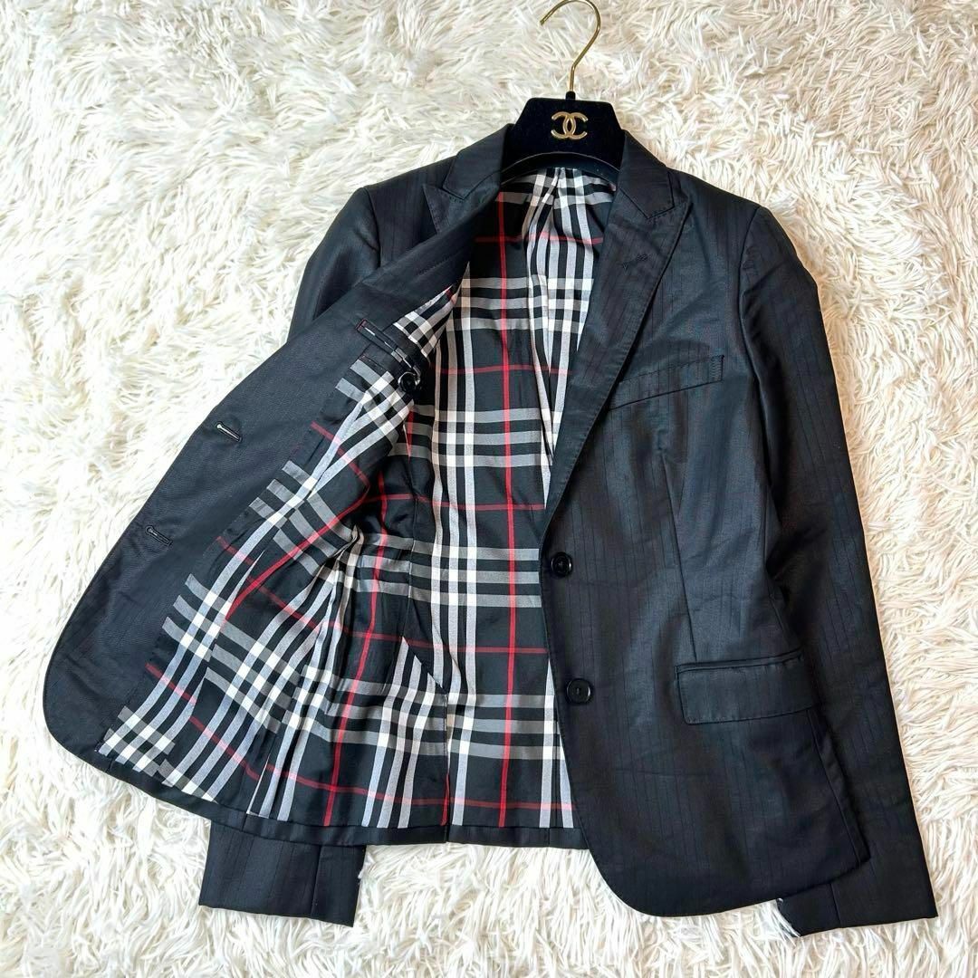 BURBERRY BLACK LABEL(バーバリーブラックレーベル)のバーバリー レディース テーラードジャケット ノバチェック 黒 レディースのジャケット/アウター(テーラードジャケット)の商品写真