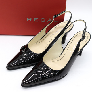 リーガル(REGAL)のリーガル パンプス 日本製 エナメル バックストラップ ミュール ブランド シューズ 靴 黒 レディース 23.5サイズ ブラック REGAL(ハイヒール/パンプス)
