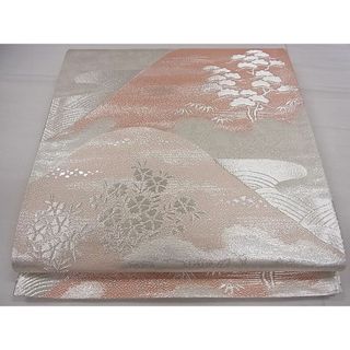 平和屋川間店■六通柄袋帯　遠山草花文　銀糸　逸品　ze5662(帯)