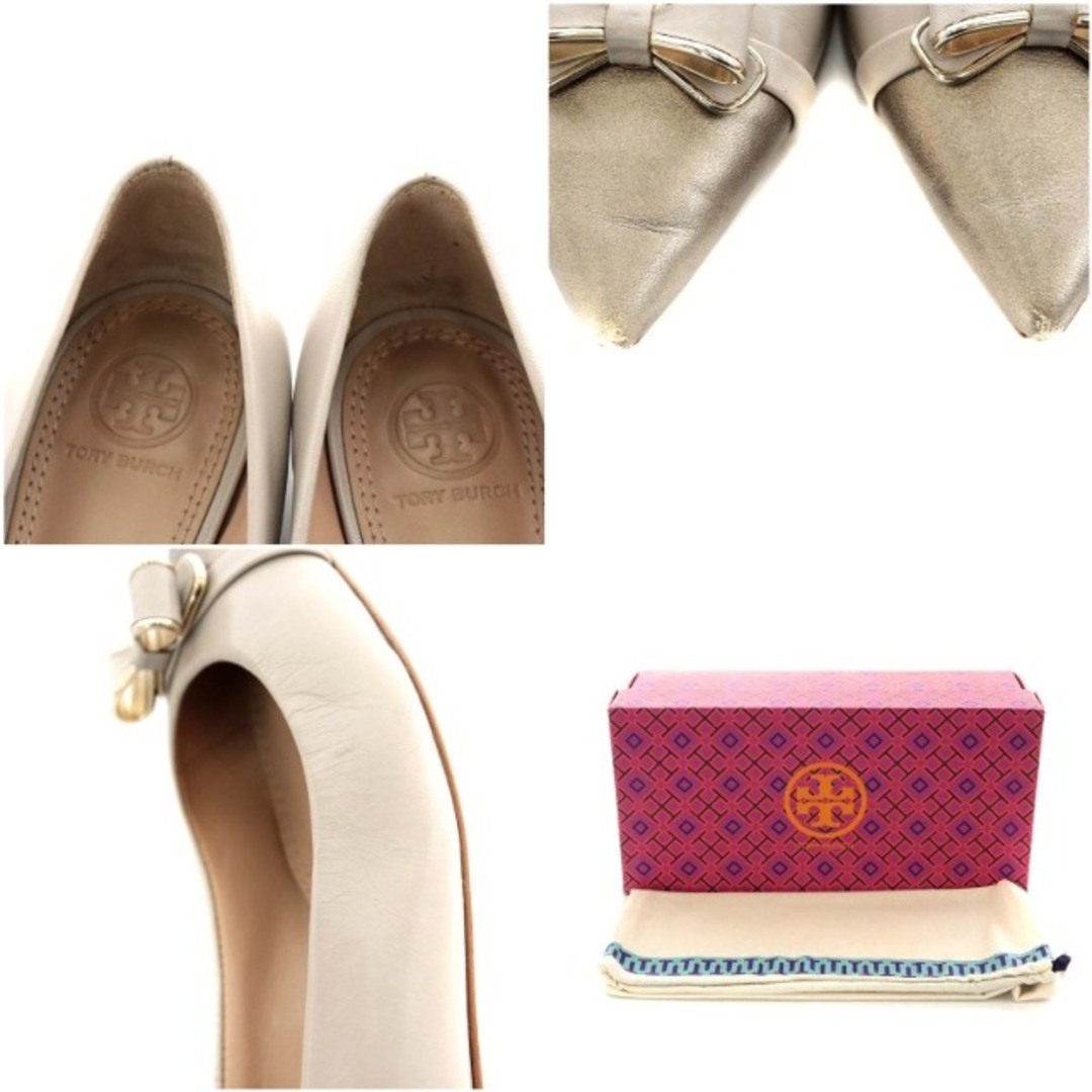 Tory Burch(トリーバーチ)のトリーバーチ パンプス リボン ポインテッドトゥ 7M 24.0cm グレー レディースの靴/シューズ(ハイヒール/パンプス)の商品写真