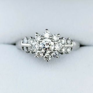 京セラ ダイヤモンド フラワー リング Pt900 0.68ct 4.9g