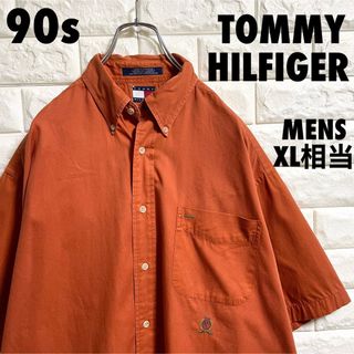 トミーヒルフィガー(TOMMY HILFIGER)の90s トミーヒルフィルガー　半袖シャツ　刺繍ロゴ　メンズXLサイズ相当(シャツ)