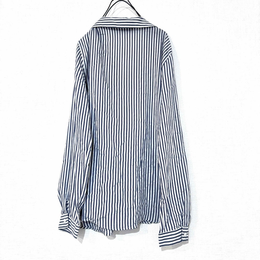 ZARA(ザラ)のZARAザラ/ストライプとろみシャツVネック袖ロールアップ2wayサラッと レディースのトップス(シャツ/ブラウス(長袖/七分))の商品写真