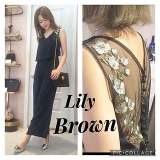 リリーブラウン(Lily Brown)の美品　定価17600 Lily Brown 刺繍　花柄　ロンパース(オールインワン)