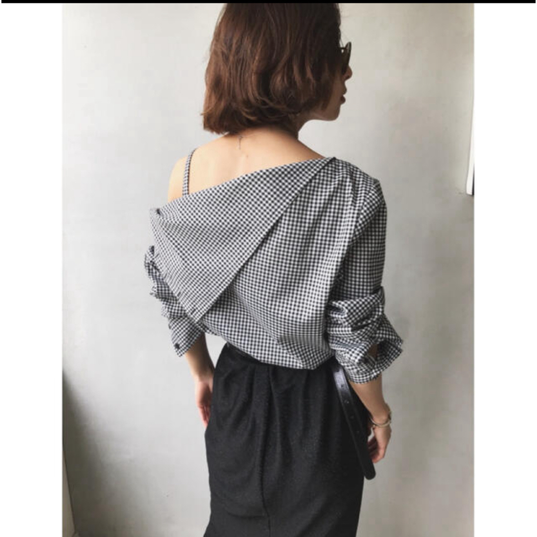 Ameri VINTAGE(アメリヴィンテージ)の【未使用品】check one shoulder shirt レディースのトップス(シャツ/ブラウス(長袖/七分))の商品写真