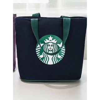 スターバックス(Starbucks)の新品未使用　スターバックス ジッパー開閉　ハンドバッグ　紺　小物入れ(ハンドバッグ)