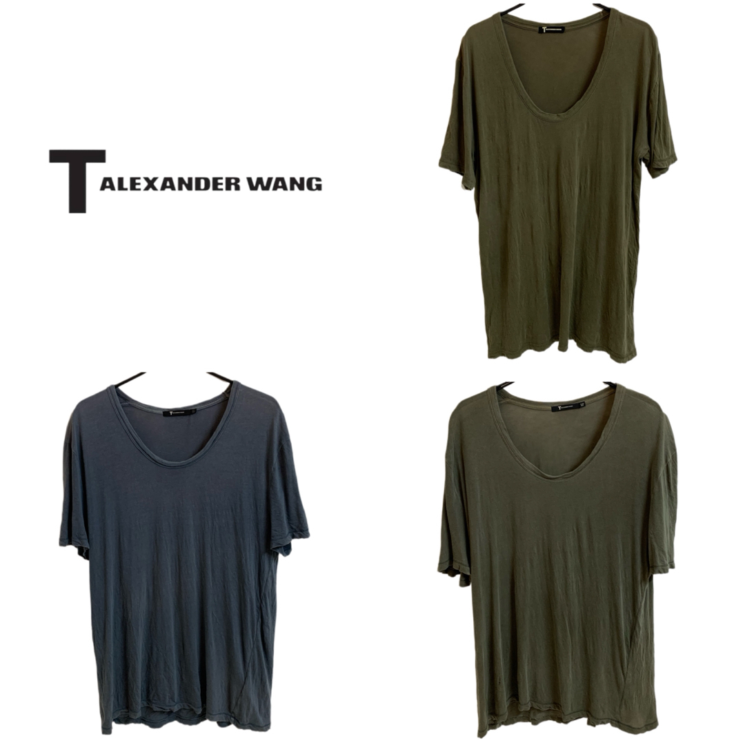 Alexander Wang(アレキサンダーワン)のT by ALEXANDER WANG 半袖カットソー 3枚セット カーキ 薄紺 メンズのトップス(Tシャツ/カットソー(半袖/袖なし))の商品写真