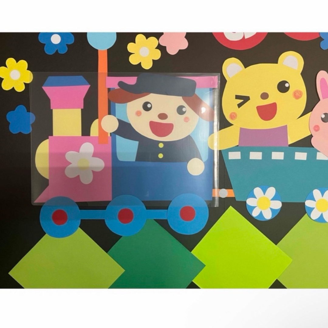 ❁⃘*.ﾟ3月春壁面装飾『進級おめでとう列車、しゅっぱーつ!!』❁⃘*.ﾟ ハンドメイドの素材/材料(型紙/パターン)の商品写真