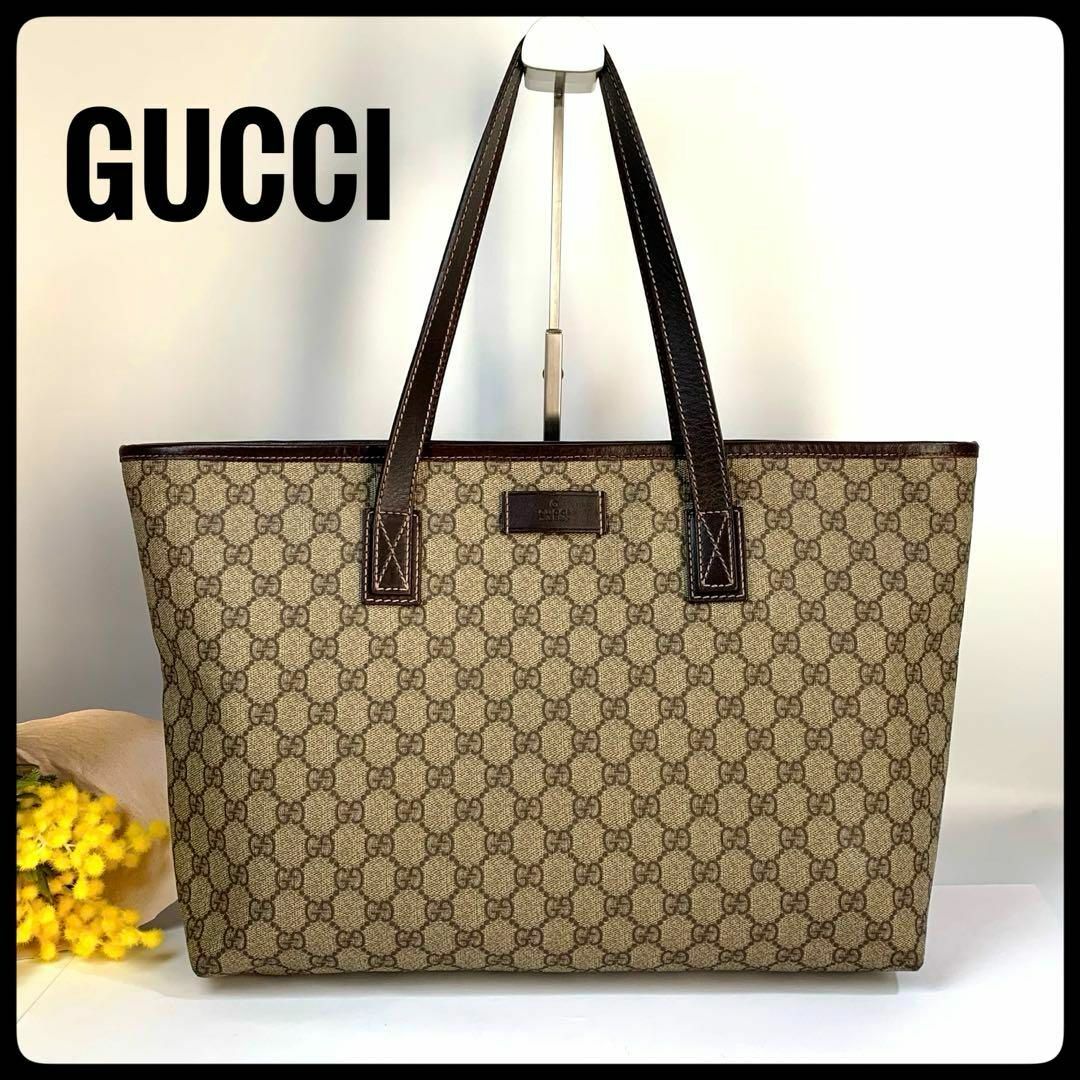 Gucci(グッチ)のグッチ トートバッグ レザー PVC ブラウン 型番211137 A4サイズ可能 レディースのバッグ(トートバッグ)の商品写真