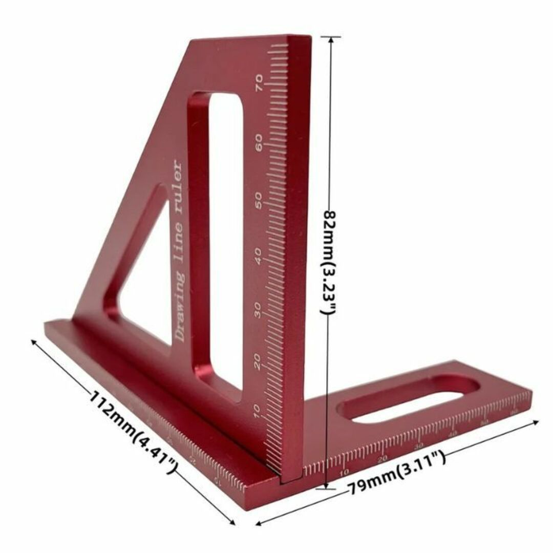 木工三角定規2x4に最適DIYケガキコンパクト軽量アルミアルマイト赤 スポーツ/アウトドアの自転車(工具/メンテナンス)の商品写真