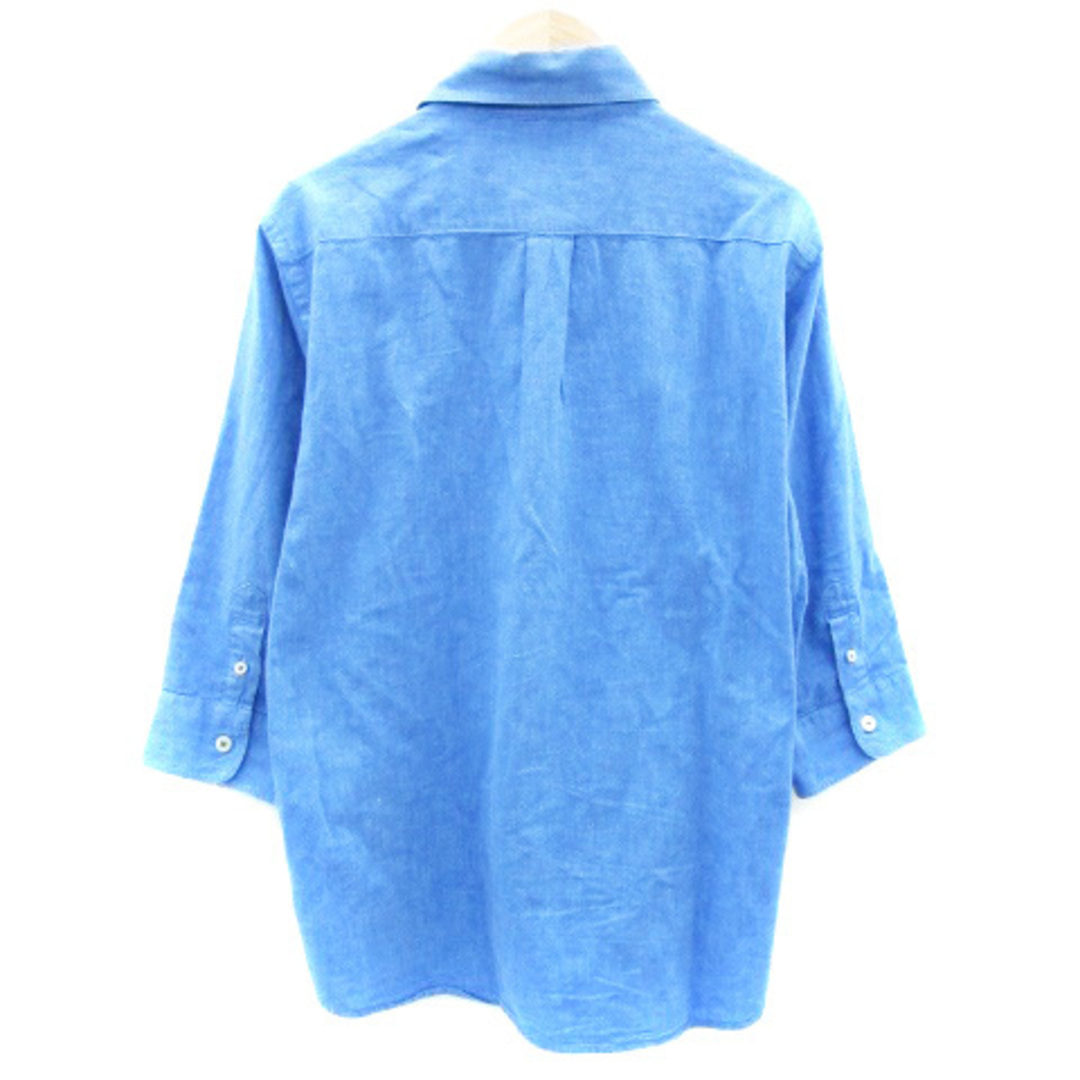 ikka(イッカ)のイッカ ikka カジュアルシャツ 七分袖 ボタンダウン リネン混 M ブルー メンズのトップス(シャツ)の商品写真